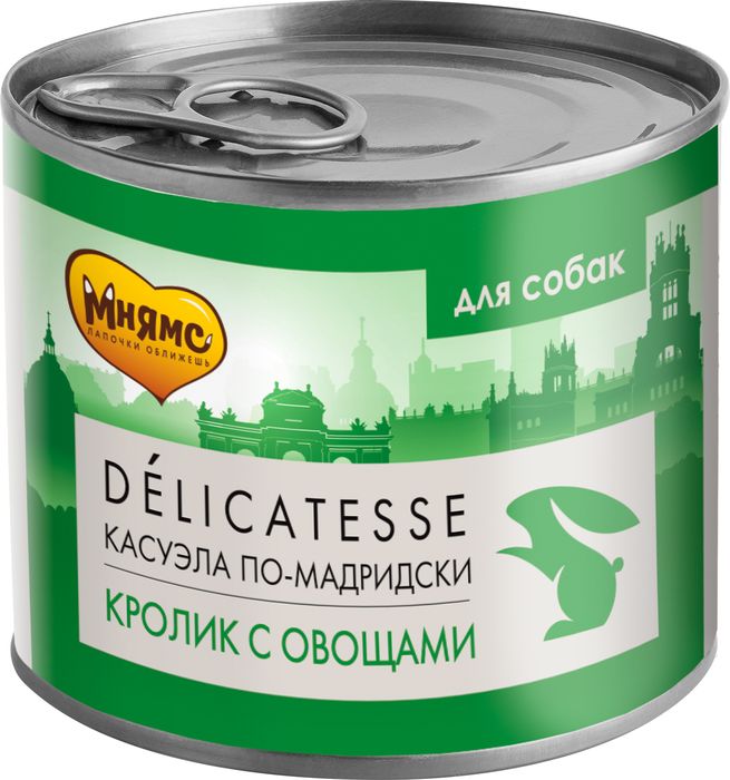 Мнямс влажный корм для собак, касуэла по-мадридски, паштет из кролика с овощами