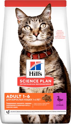 Hills Feline Adult сухой корм для взрослых кошек, с уткой