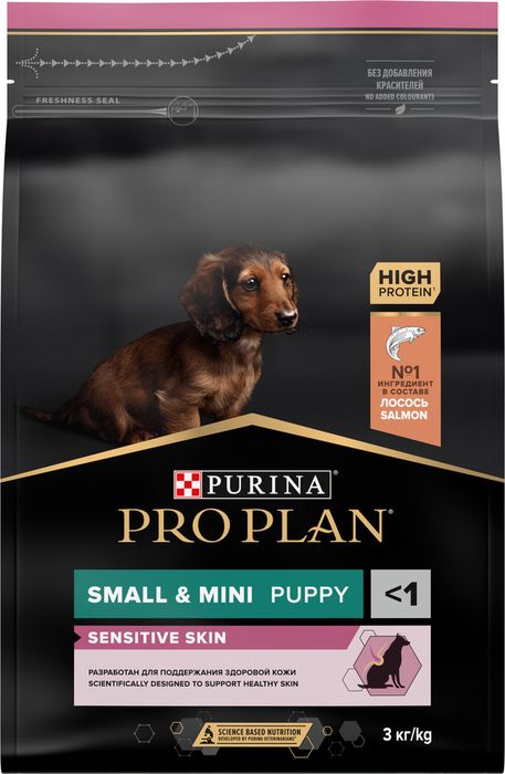 Сухой корм Pro Plan® для щенков мелких и карликовых пород с чувствительной кожей, с высоким содержанием лосося, Пакет