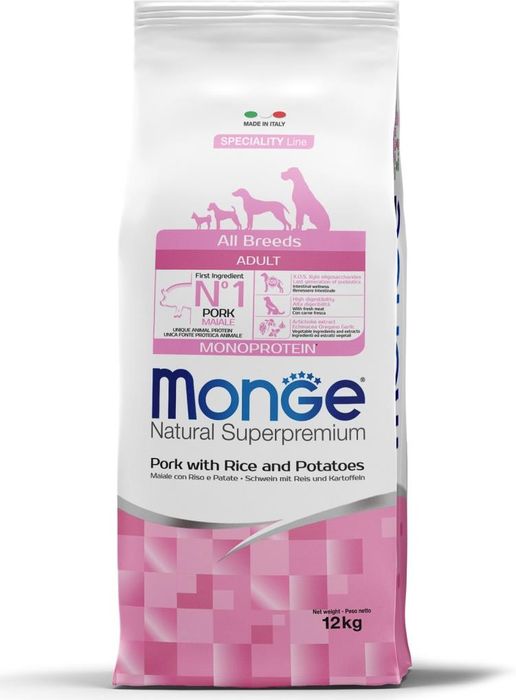 Monge Speciality Line сухой корм для собак всех пород и возрастов, свинина с рисом и картофелем