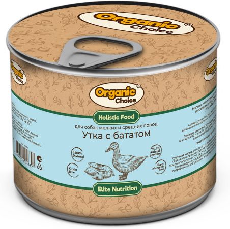 Organic Сhoice влажный корм для собак малых и средних пород, утка с бататом