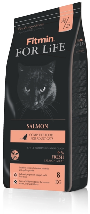 Fitmin For Life сухой корм для взрослых кошек всех пород, лосось