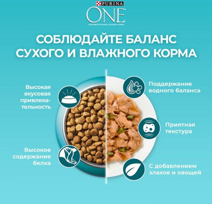 Сухой корм Purina ONE® полнорационный для кошек старше 11 лет, с высоким содержанием курицы