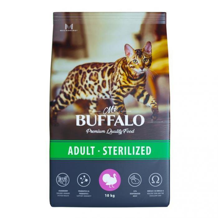 Mr.Buffalo сухой корм для стерилизованных кошек, индейка