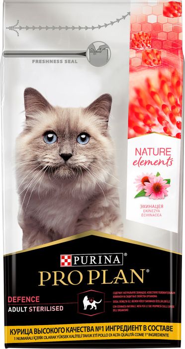 Сухой корм Pro Plan® Nature Elements для взрослых стерилизованных кошек и кастрированных котов, с высоким содержанием курицы