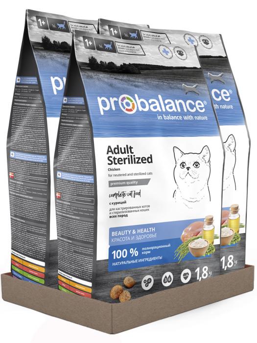 ProBalance Sterilized сухой корм для стерилизованных кошек и кастрированных котов, курица с рисом