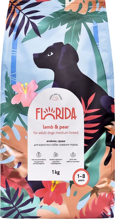 Florida сухой корм для собак средних пород, с ягненком и грушей
