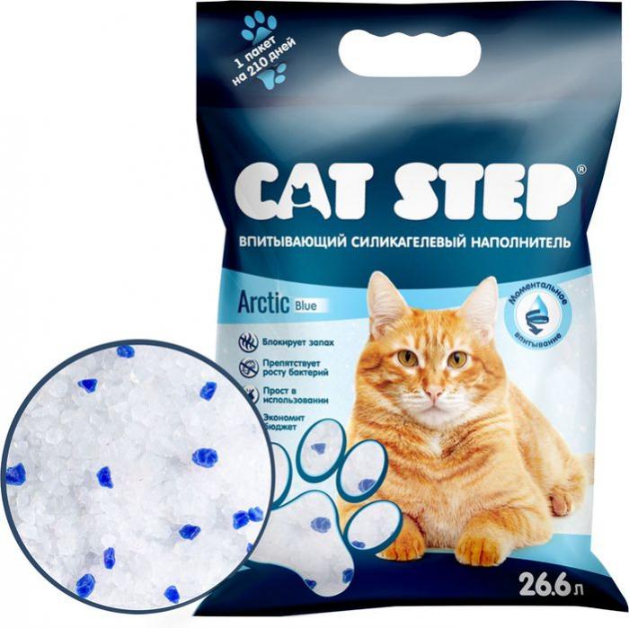 Cat Step Arctic Blue силикагелевый впитывающий наполнитель для кошачьих туалетов
