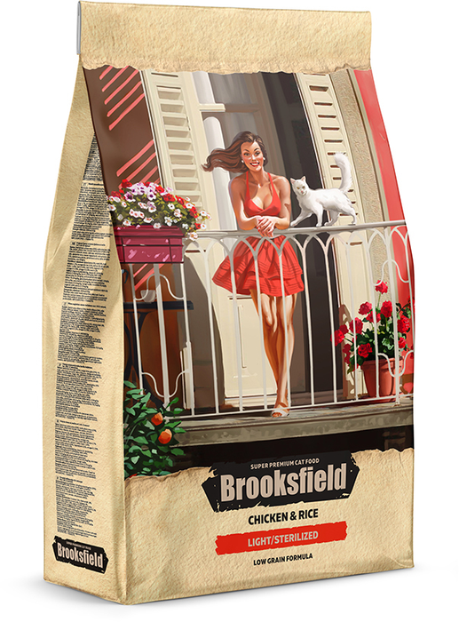 Brooksfield сухой корм для взрослых стерилизованных кошек всех пород контроль веса с курицей и рисом