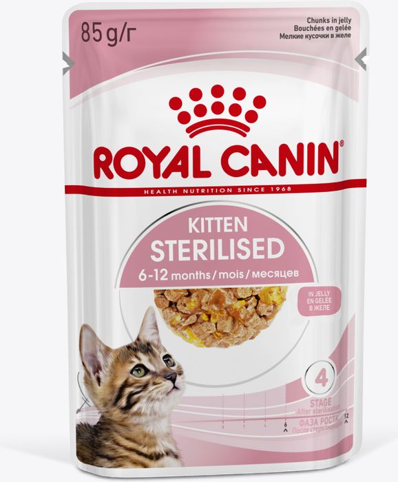 Royal Canin влажный корм для стерилизованных котят, кусочки в желе