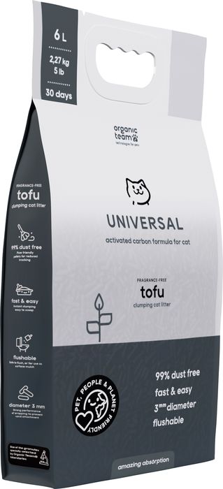 Organic team Tofu Universal Activated Carbon комкующийся наполнитель для кошачьего туалета