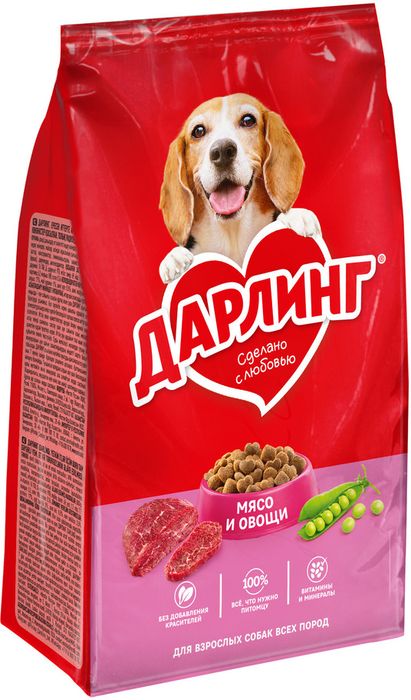 Сухой корм ДАРЛИНГ для взрослых собак, с мясом и добавлением овощей