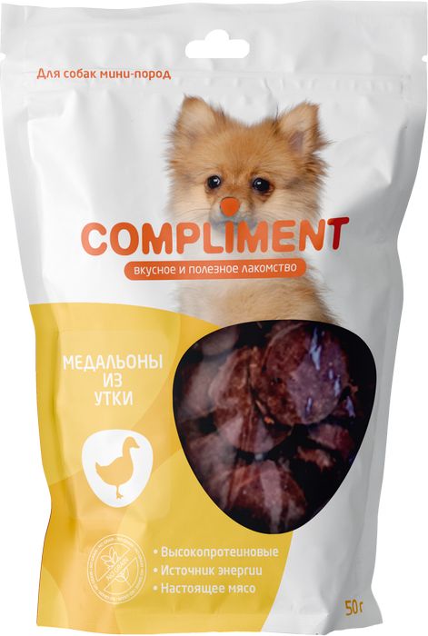 Compliment лакомство для собак малых пород, медальоны из утки