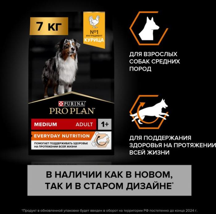 Сухой корм Pro Plan® Everyday Nutrition для взрослых собак средних пород, с высоким содержанием курицы