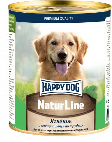Happy Dog NaturLine влажный корм для собак, ягненок с сердцем, печенью и рубцом