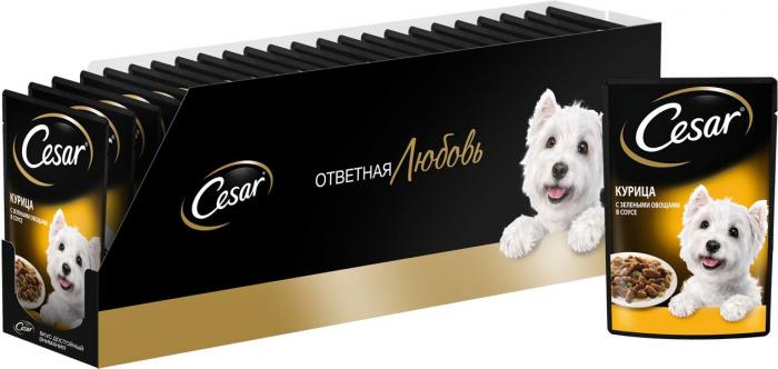Cesar влажный корм для собак с курицей и зелеными овощами