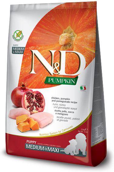Farmina N&D Pumpkin корм для щенков средних и крупных пород, беззерновой, курица с гранатом и тыквой