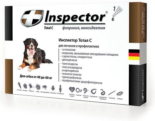Inspector капли для собак 40-60 кг, от внешних и внутренних паразитов