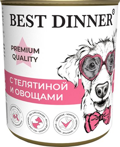 Best Dinner Меню №4 влажный корм для собак, с телятиной и овощами