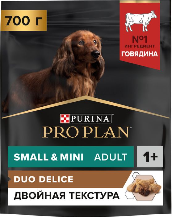 Сухой корм Pro Plan® Duo Delice для взрослых собак мелких и карликовых пород с двойной текстурой гранул, с высоким содержанием говядины