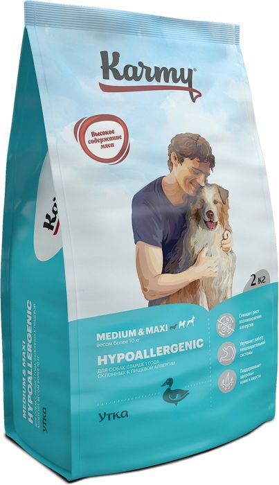 Karmy Hypoallergenic Medium & Maxi корм для собак, с пищевой аллергией или непереносимостью, с уткой
