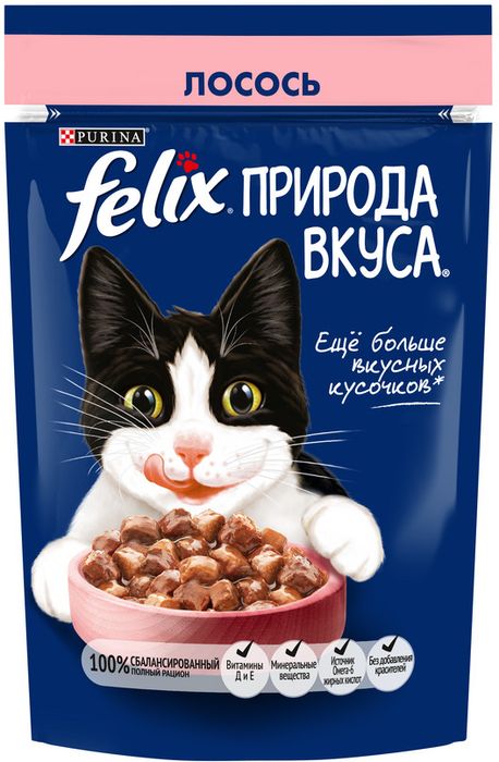 Влажный корм Felix® Природа вкуса для взрослых кошек, с лососем в соусе