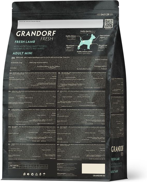 Grandorf Fresh корм для собак мелких пород, беззерновой, с живыми пробиотиками, свежее мясо ягненка с бататом