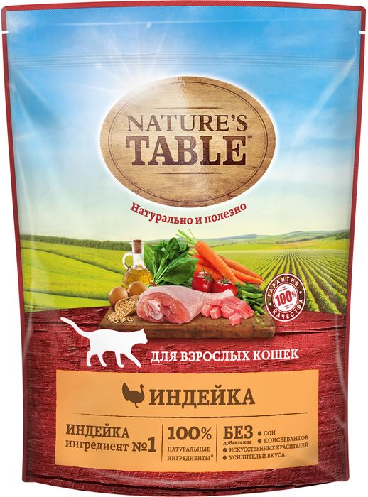 Nature`s Table сухой корм для взрослых кошек с индейкой