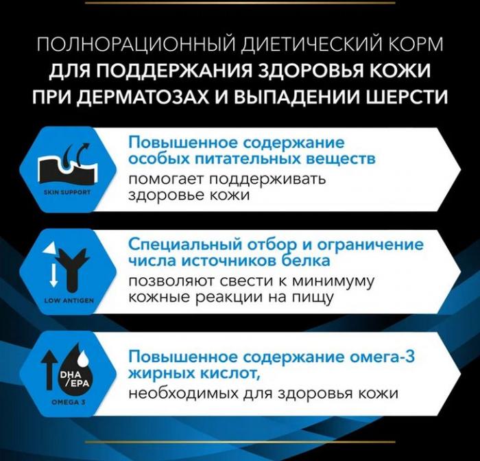 Сухой корм для щенков и взрослых собак диетический Pro Plan® Veterinary Diets для поддержания здоровья кожи при дерматозах и выпадении шерсти, Пакет