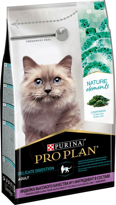 Сухой корм Pro Plan® Nature Elements для взрослых кошек с чувствительным пищеварением или особыми предпочтениями в еде, с высоким содержанием индейки