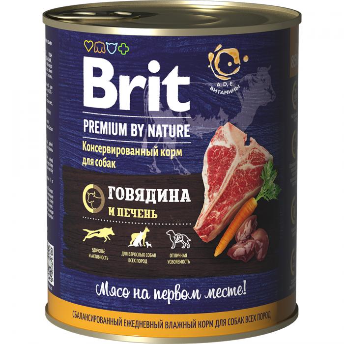 Brit Premium влажный корм для собак с говядиной и печенью