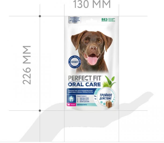 Perfect Fit Oral Care лакомство для собак средних и крупных пород, для поддержания здоровья зубов и полости рта, с говядиной и добавлением мяты