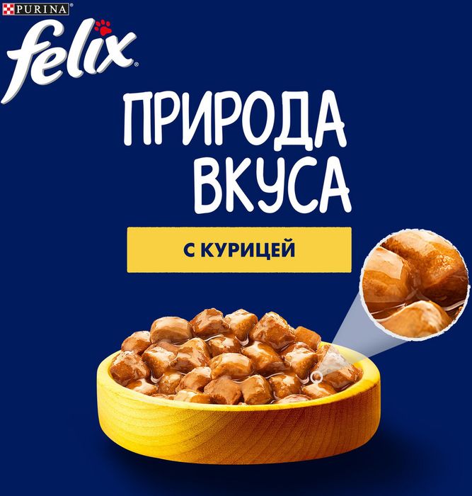 Влажный корм Felix® Природа вкуса для взрослых кошек, с курицей в соусе