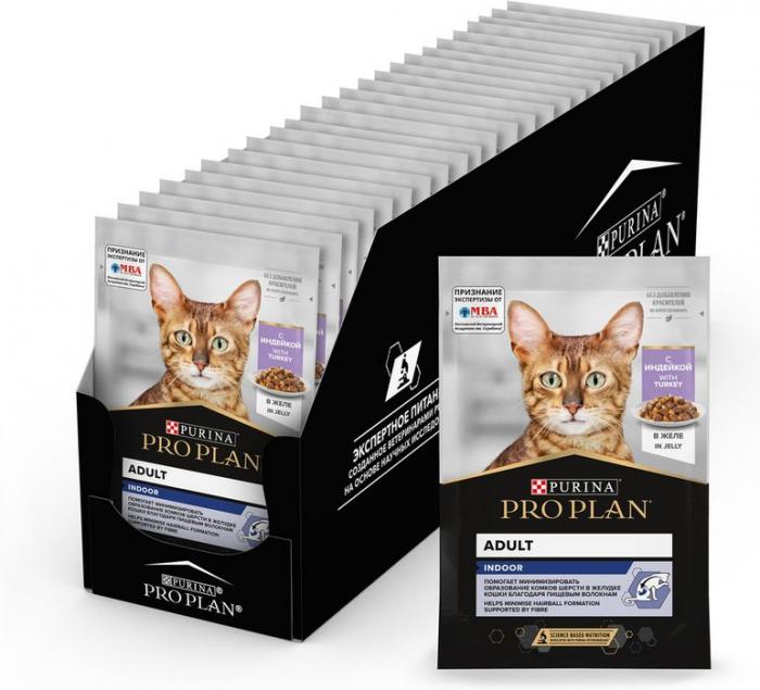 Влажный корм Pro Plan® Indoor для взрослых кошек, живущих дома, с индейкой в желе