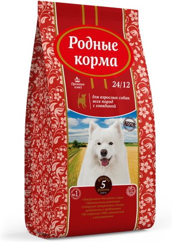 Родные Корма корм для взрослых собак всех пород, говядина