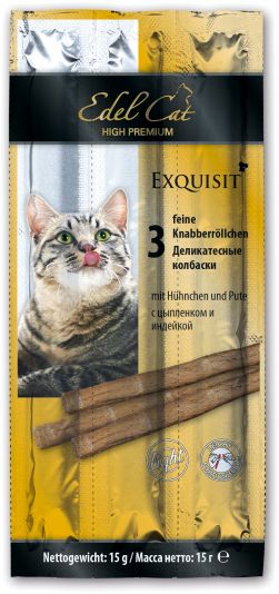 Edel Cat лакомство для кошек, колбаски с цыпленком и индейкой