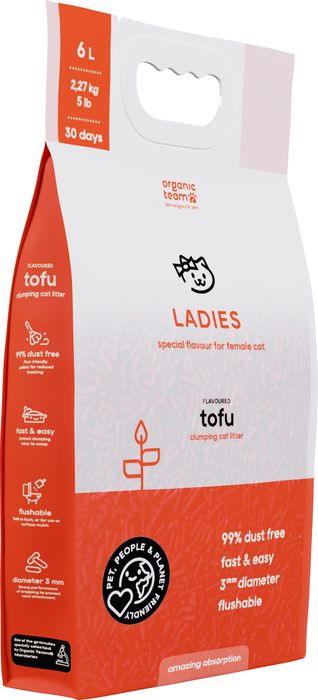 Organic team Tofu Ladies комкующийся наполнитель для кошачьего туалета, для леди