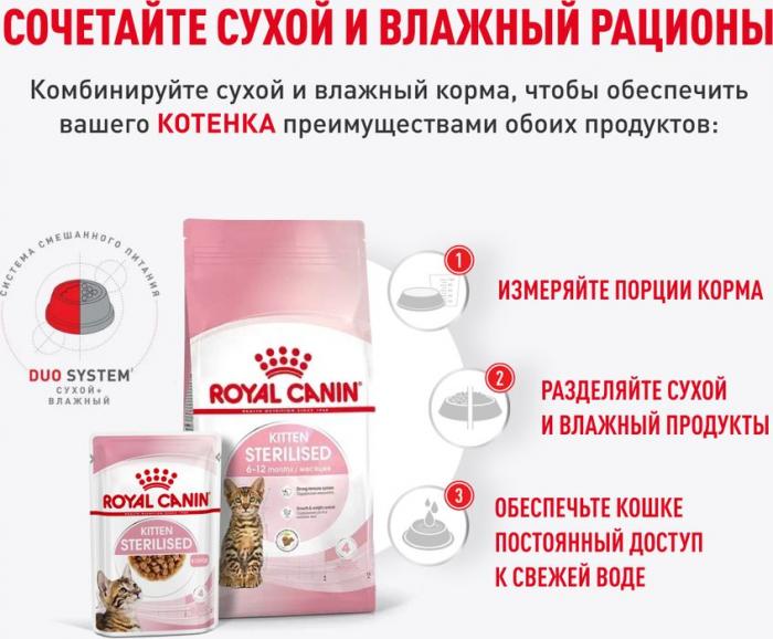 Royal Canin влажный корм для стерилизованных котят, кусочки в соусе