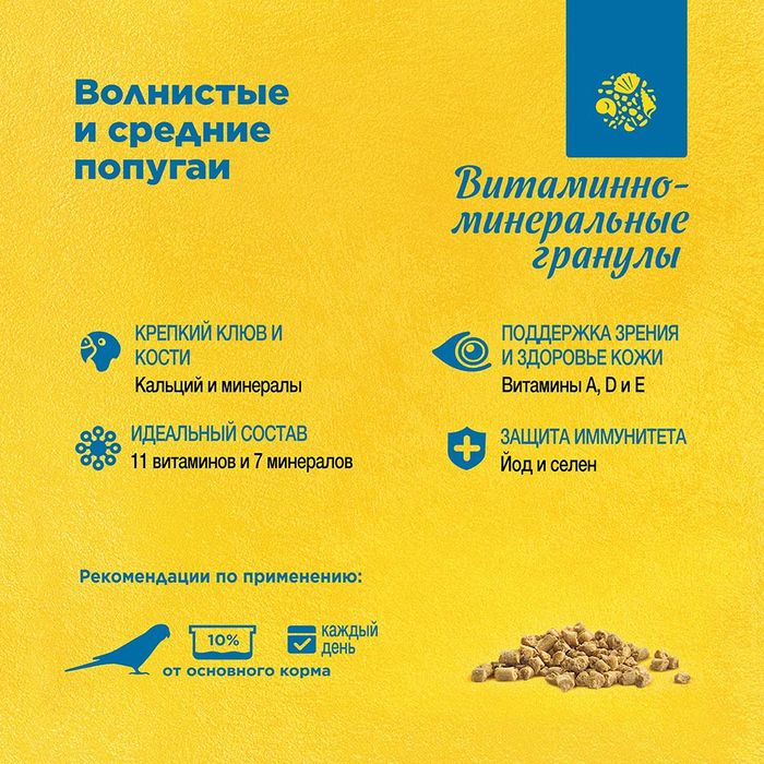 РИО Rio витаминно-минеральные гранулы для волнистых и средних попугаев