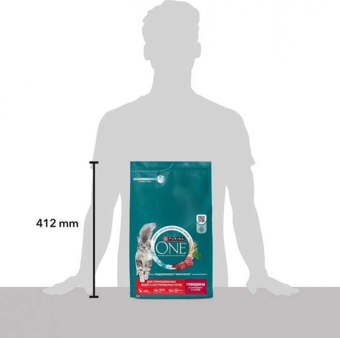Сухой корм Purina ONE® для стерилизованных кошек и кастрированных котов, с высоким содержанием говядины и пшеницей
