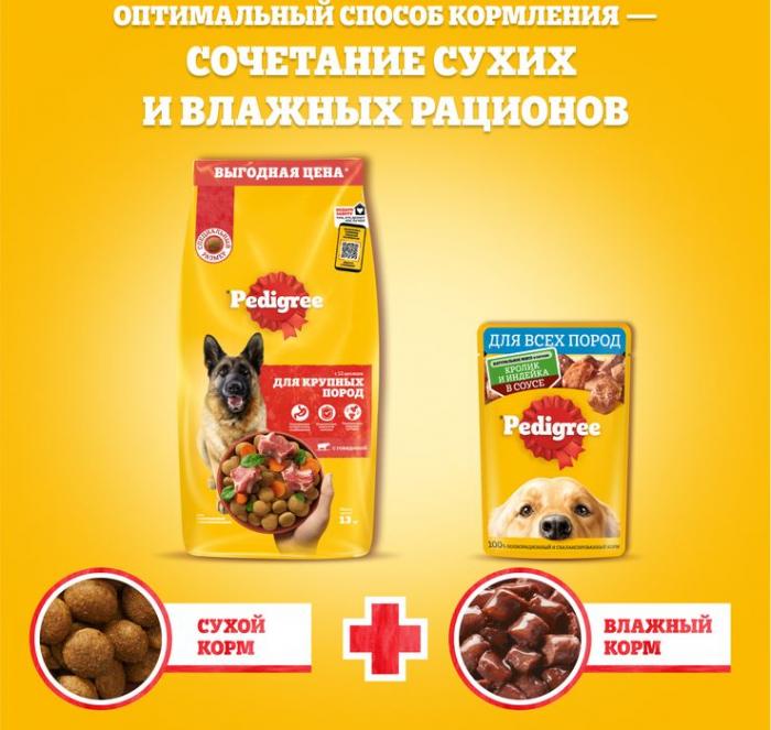 Pedigree сухой корм для собак крупных пород с говядиной, рисом и овощами