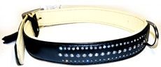 ошейник COLLAR со стразами маленькими и большими черный 35мм, 60-72см