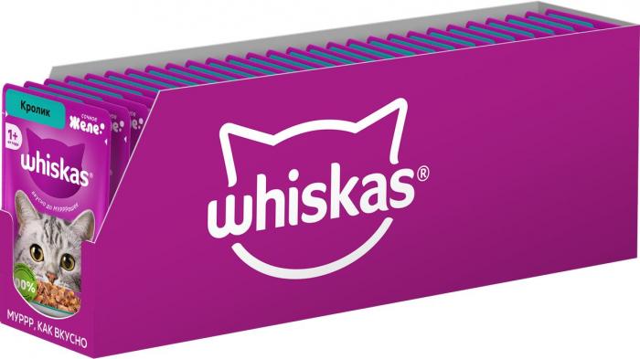 Whiskas влажный корм для взрослых кошек, желе с кроликом