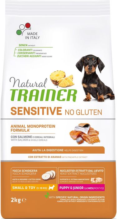 Trainer Natural корм для щенков и юниоров мелких пород с чувствительным пищеварением, лосось