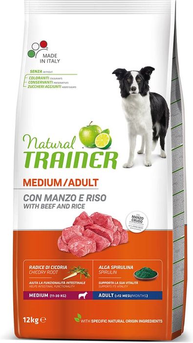 Trainer Natural корм для взрослых собак средних пород с говядиной и рисом