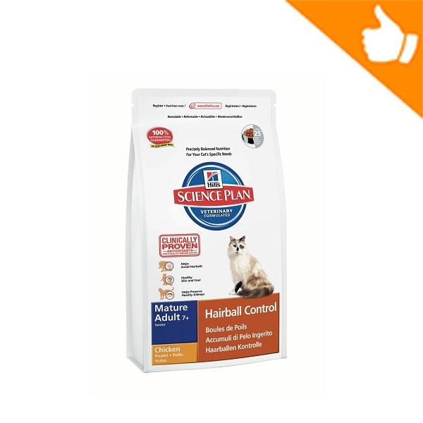 Hills Hairball Control сухой корм для кошек старше 7 лет для выведения шерсти из желудка с курицей
