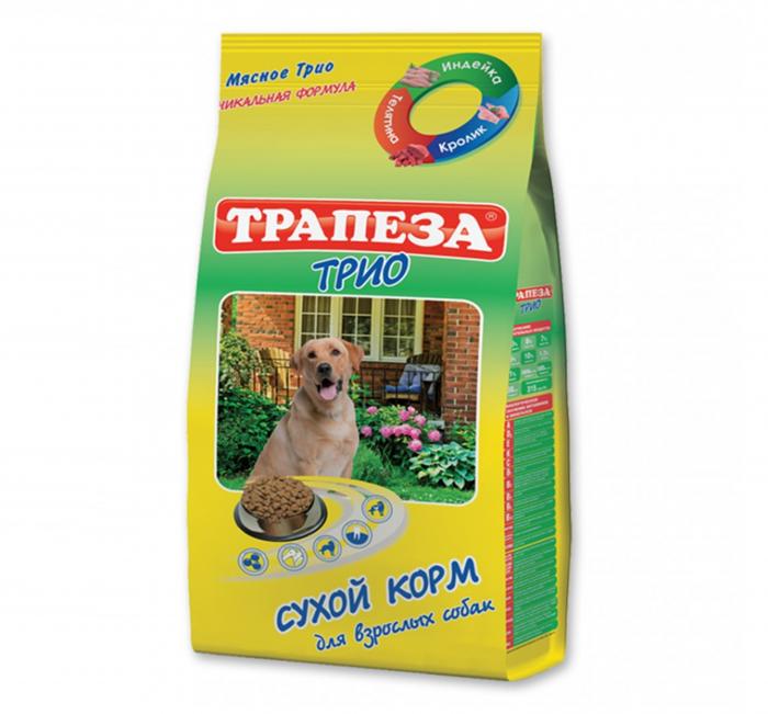 Трапеза Трио сухой корм для собак с индейкой, кроликом и телятиной