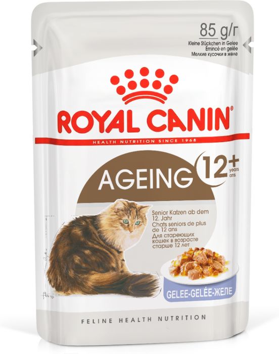 Royal Canin влажный корм для пожилых (12+) кошек, здоровье суставов, почек, мелкие кусочки в желе