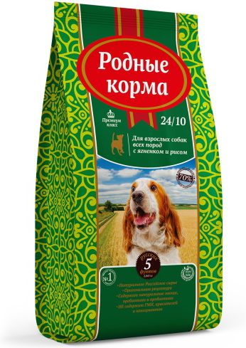Родные Корма корм для взрослых собак всех пород, ягненок и рис