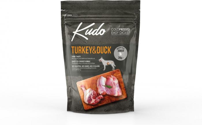 Kudo сухой корм для щенков средних и крупных пород, с индейкой и уткой